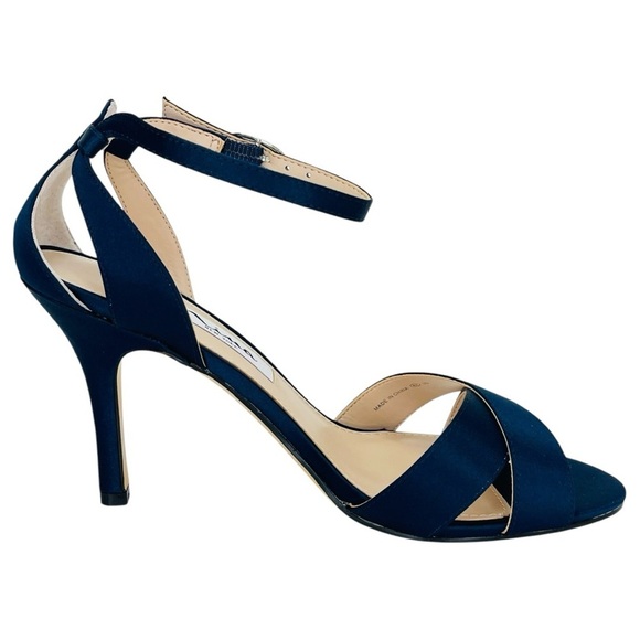 Nina Venus Navy Satin Womens Heels Size 6.5M - Picture 5 of 13